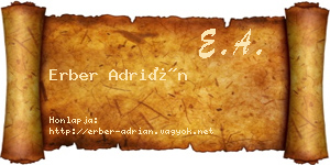 Erber Adrián névjegykártya